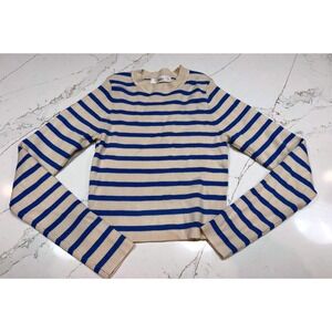 Talulah Striped Knit Sweater Top Long Sleeve Crew Neck Women's Size L